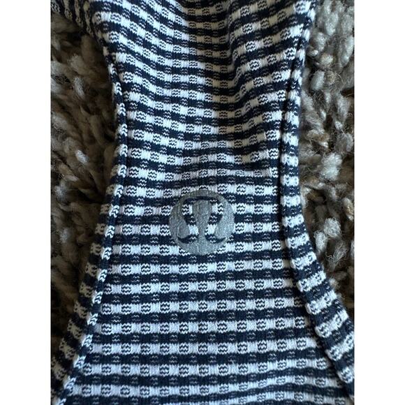 Lululemon Cool Racerback Gingham Inkwell Blue White Stripe Tank Top Womens 2 - Picture 4 of 4